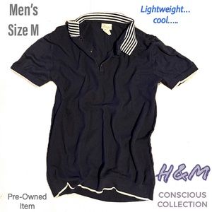 H&M lightweight cool knitted polo shirt. Men’s SZ M Fitted Style. Pre-owned item